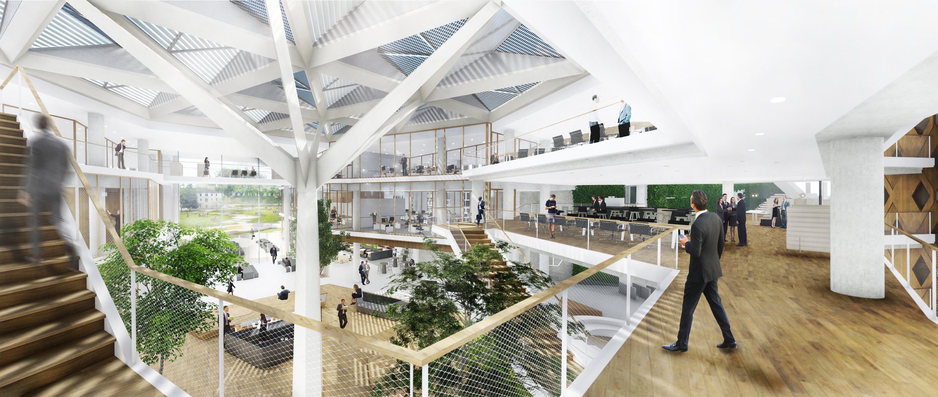 Interior view of the Credit Agricole campus in Lyon