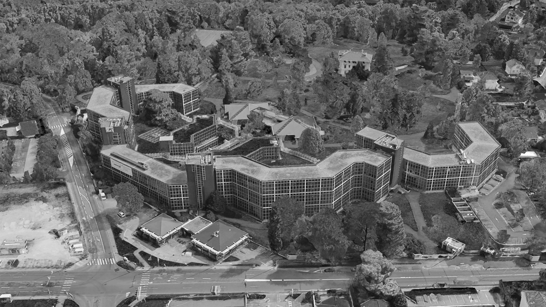 Campus view of the Credit Agricole in 2018
