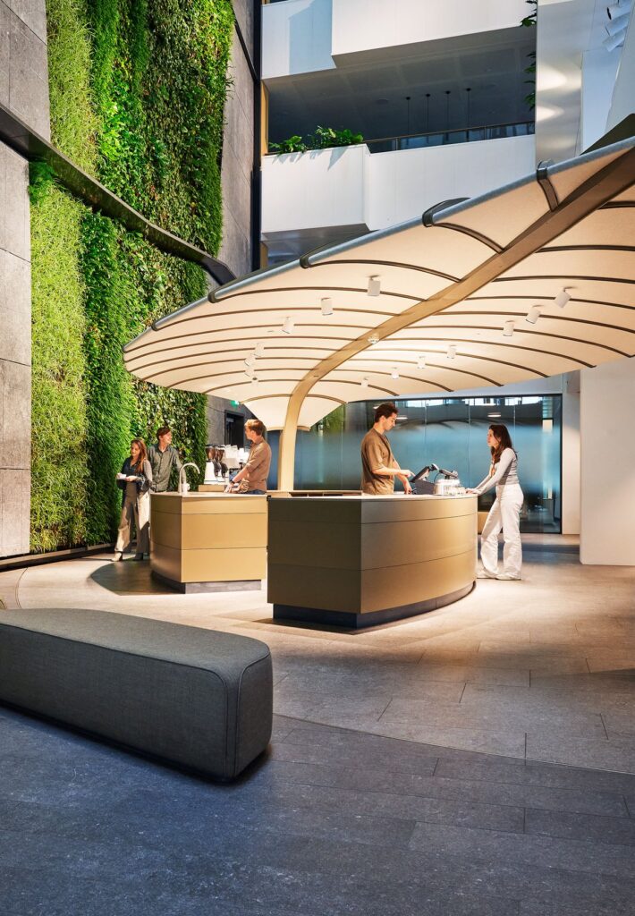 Interior view of EMA Atrium with natural design