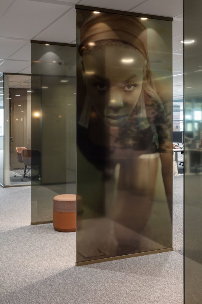 The graphics in the design for a healthcare company portray the colourful lives healthcare is concerned with.