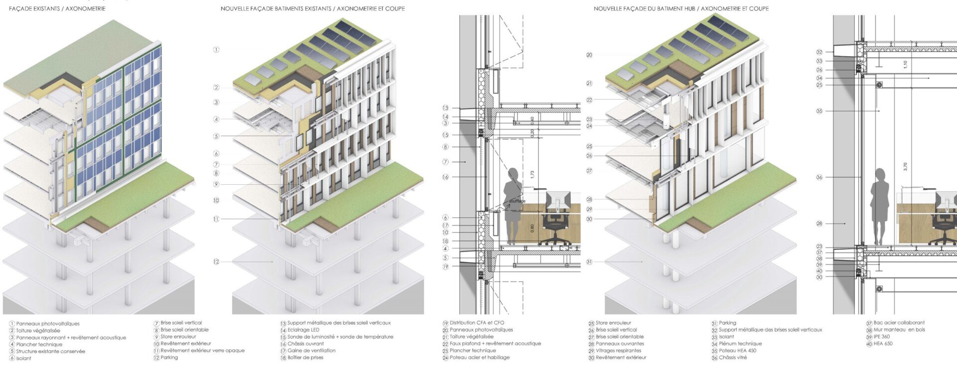 Axonometric view of the Credit Agricole campus