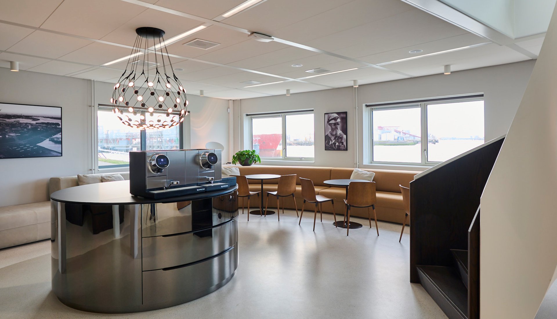 Interior with bold design elements.