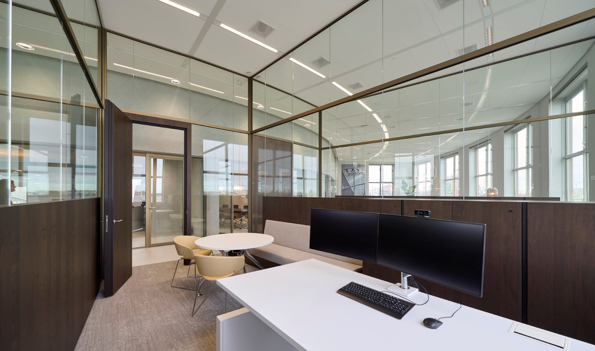 Interior with modern furniture and lighting.