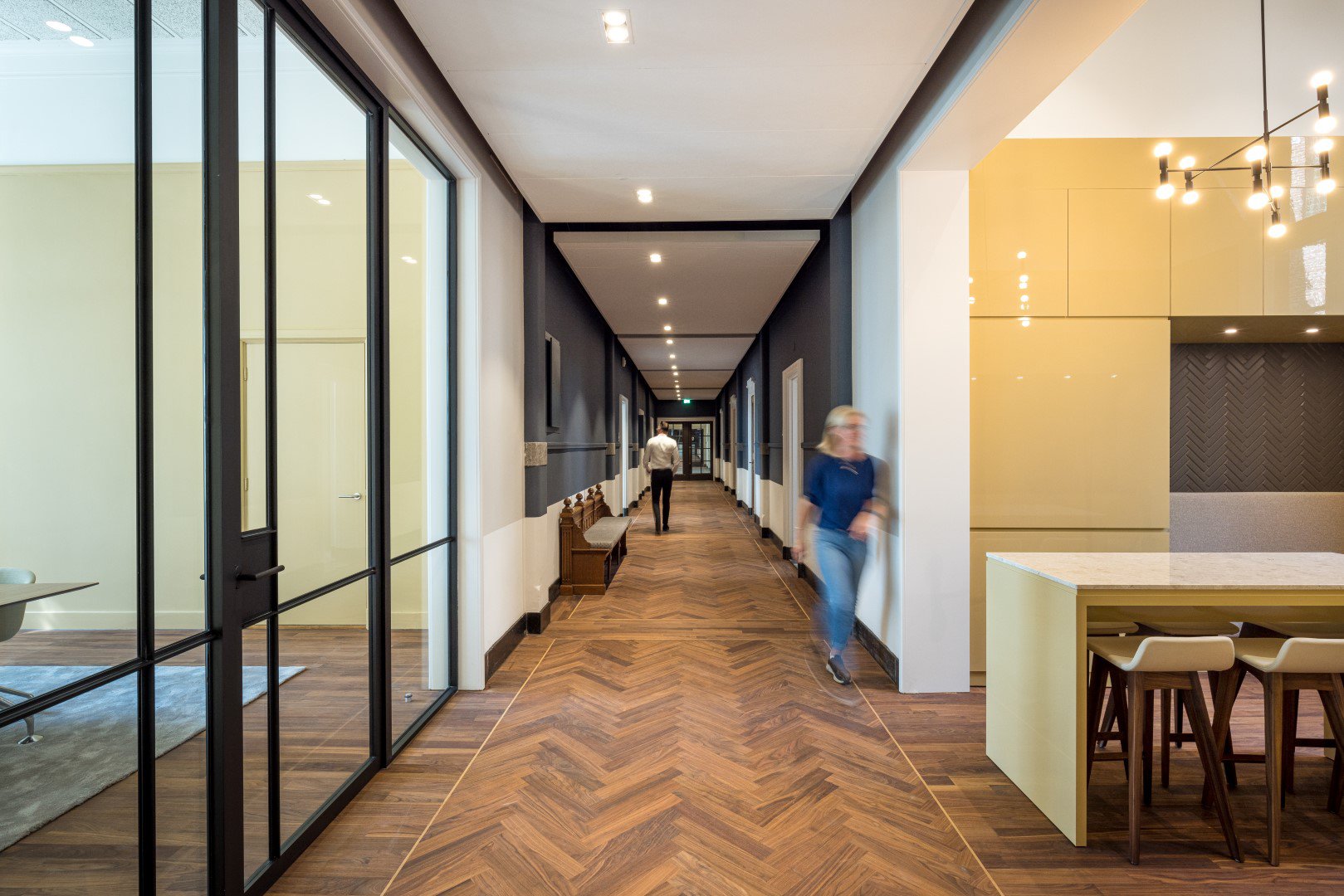 Modernized courtroom with natural lighting