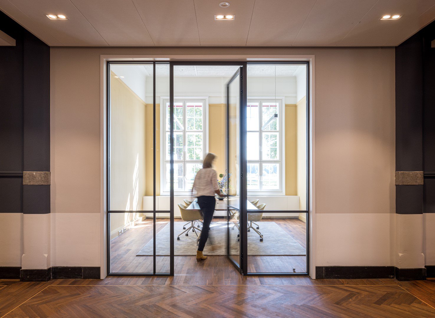 Renovated office space with historical grandeur