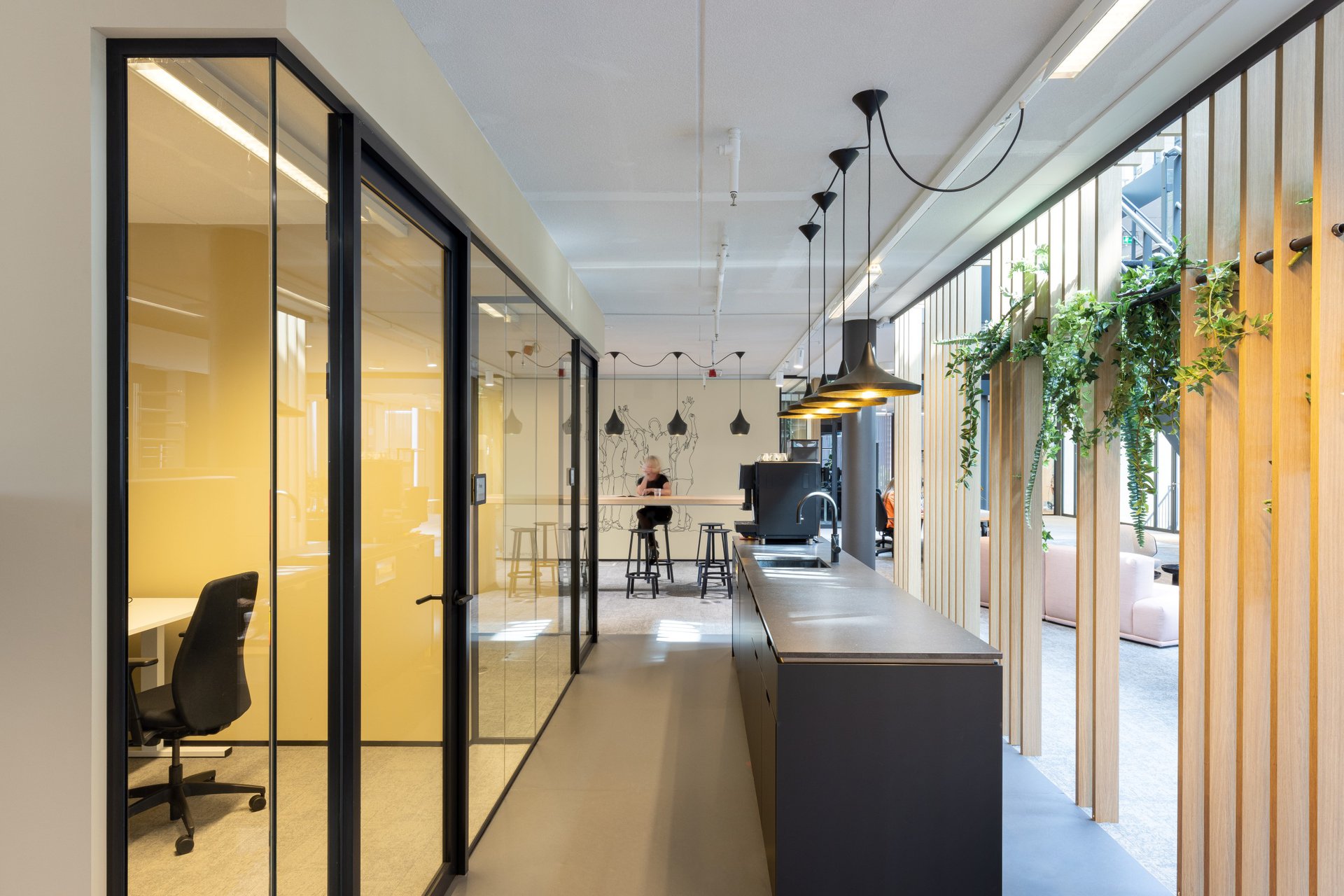 Modern workspace with greenery