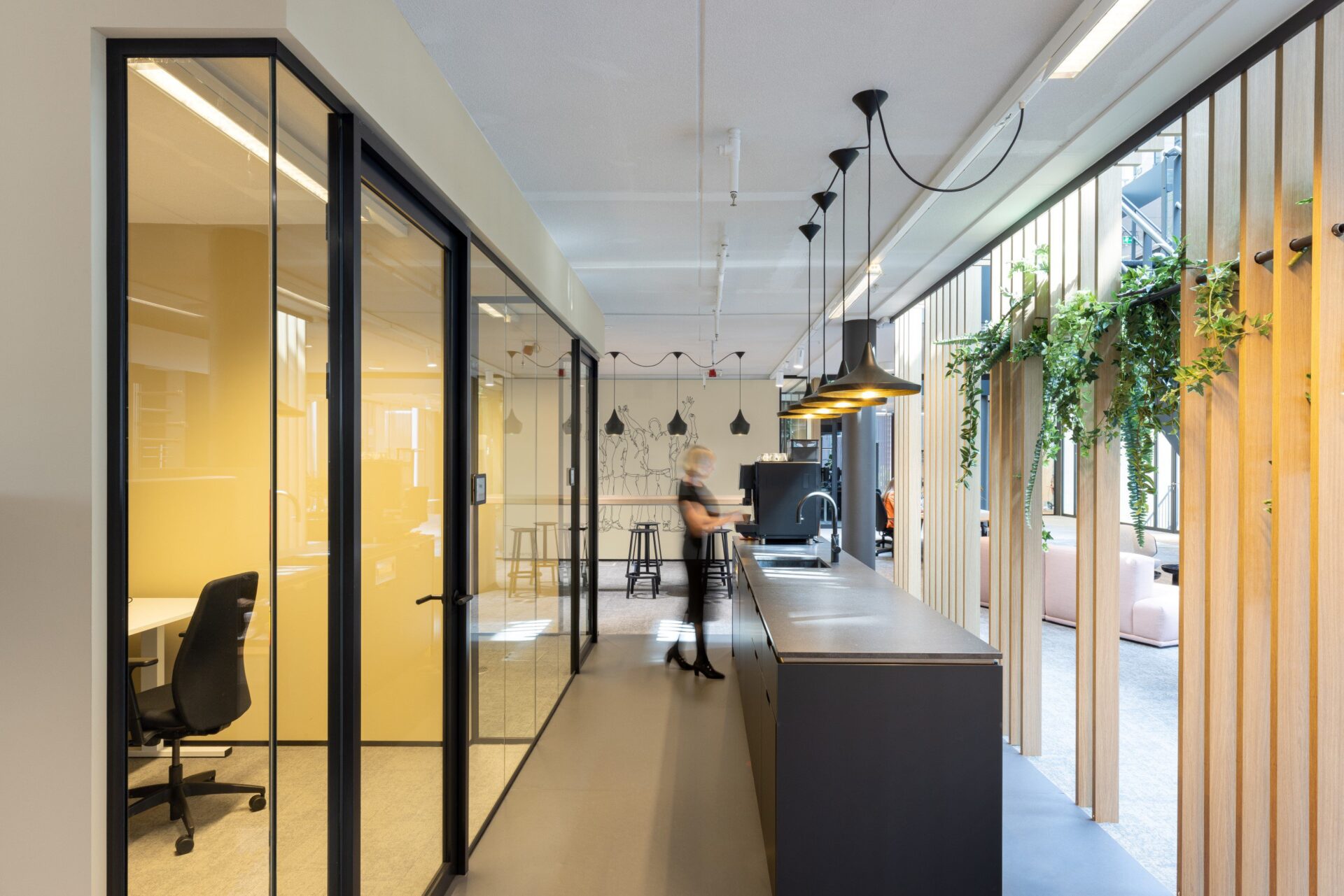 Modern workspace with natural elements