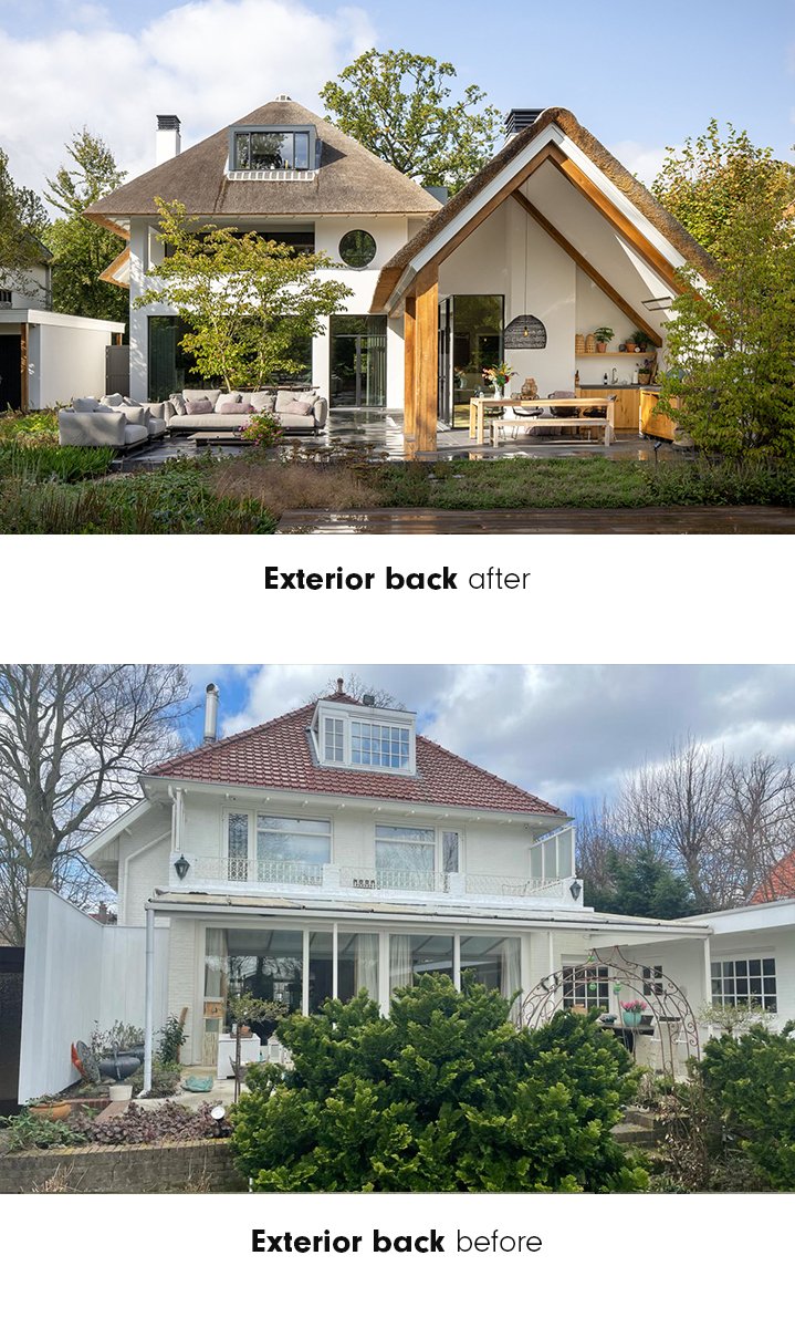 Before and after transformation of the villa