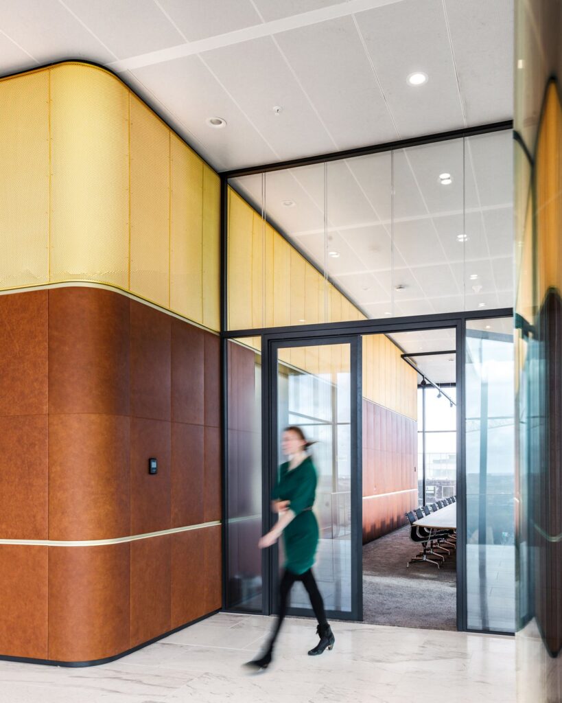 Top floor lobby with far-reaching view over Amsterdam