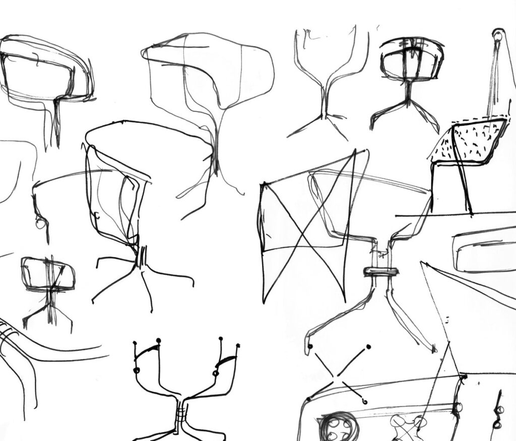 A chair with a Nordic signature, designed for lounges and meeting rooms.
