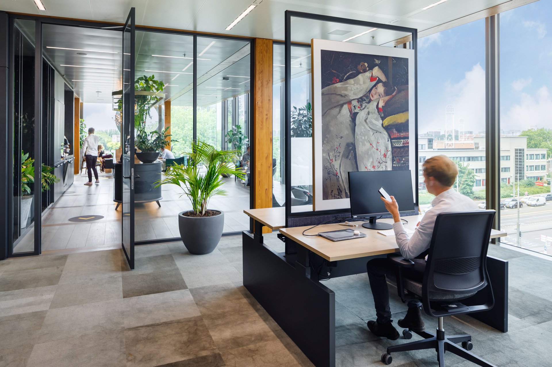 Artistic partition design for safe office return