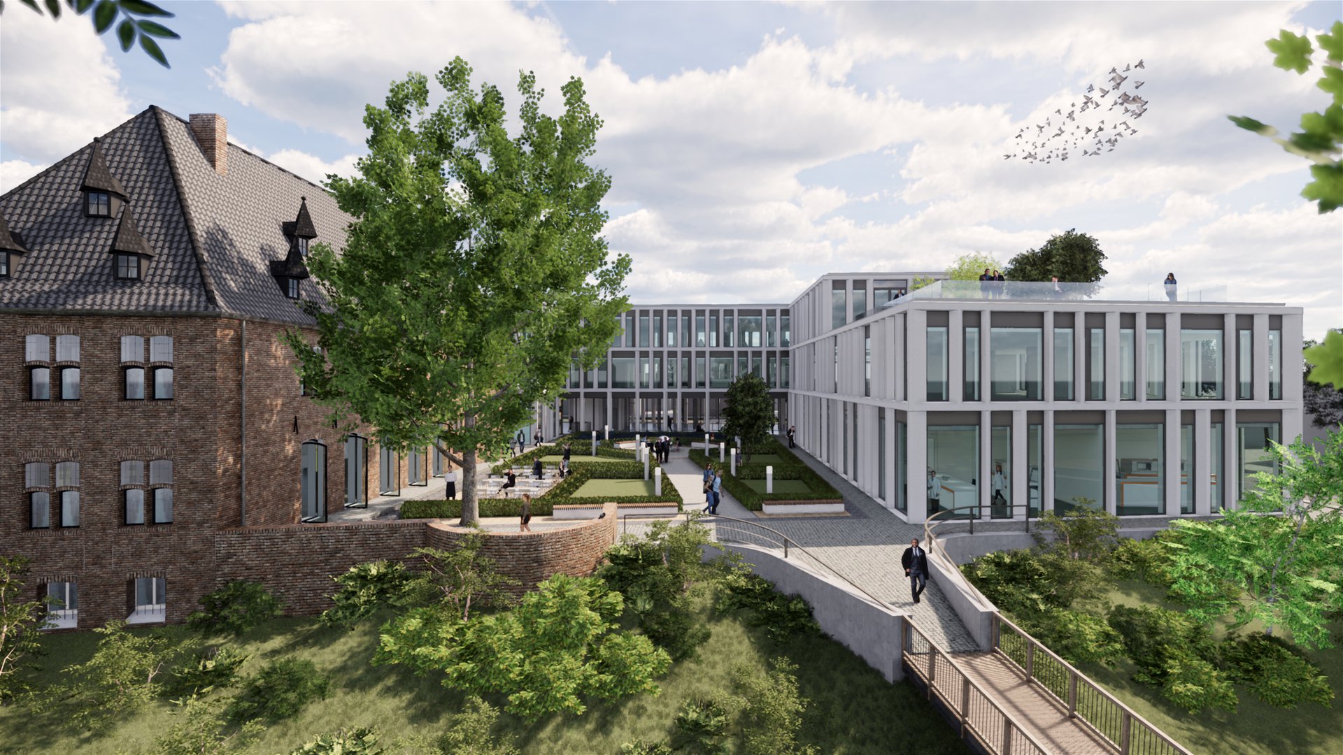 Based on the typology of a cloister, the new building refers to the historic site