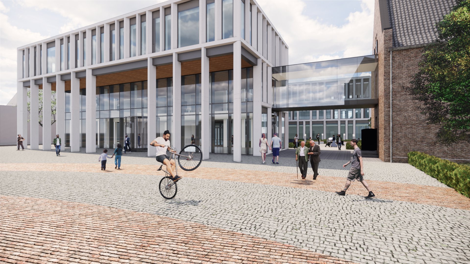 Building façade with colonnade