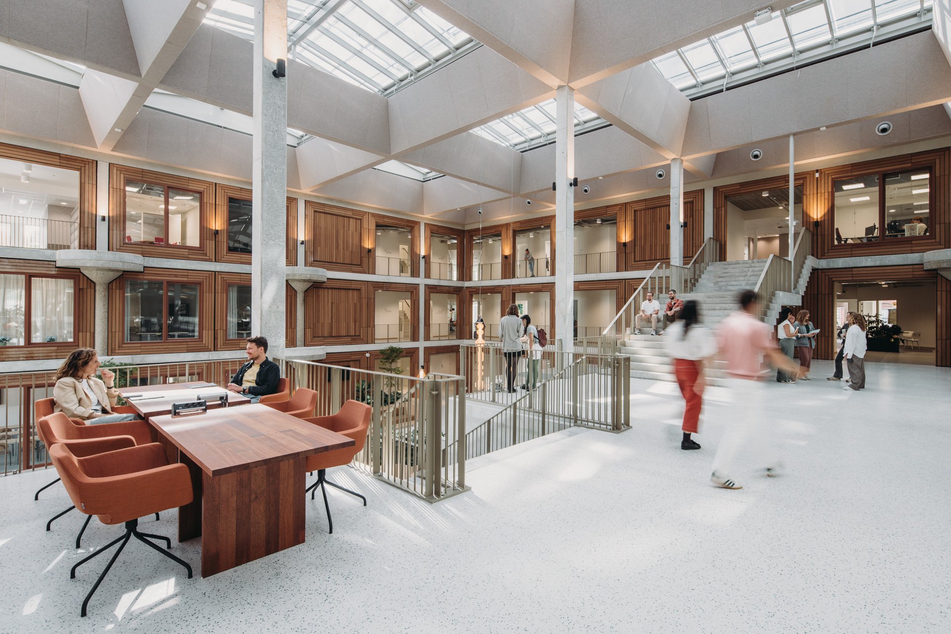 Wide view of the Herta Mohr Building atrium
