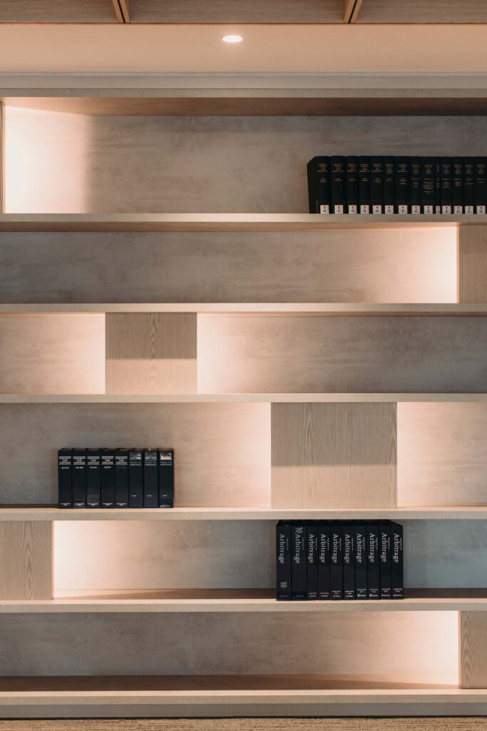 Refined materials and industrial echoes in the office design