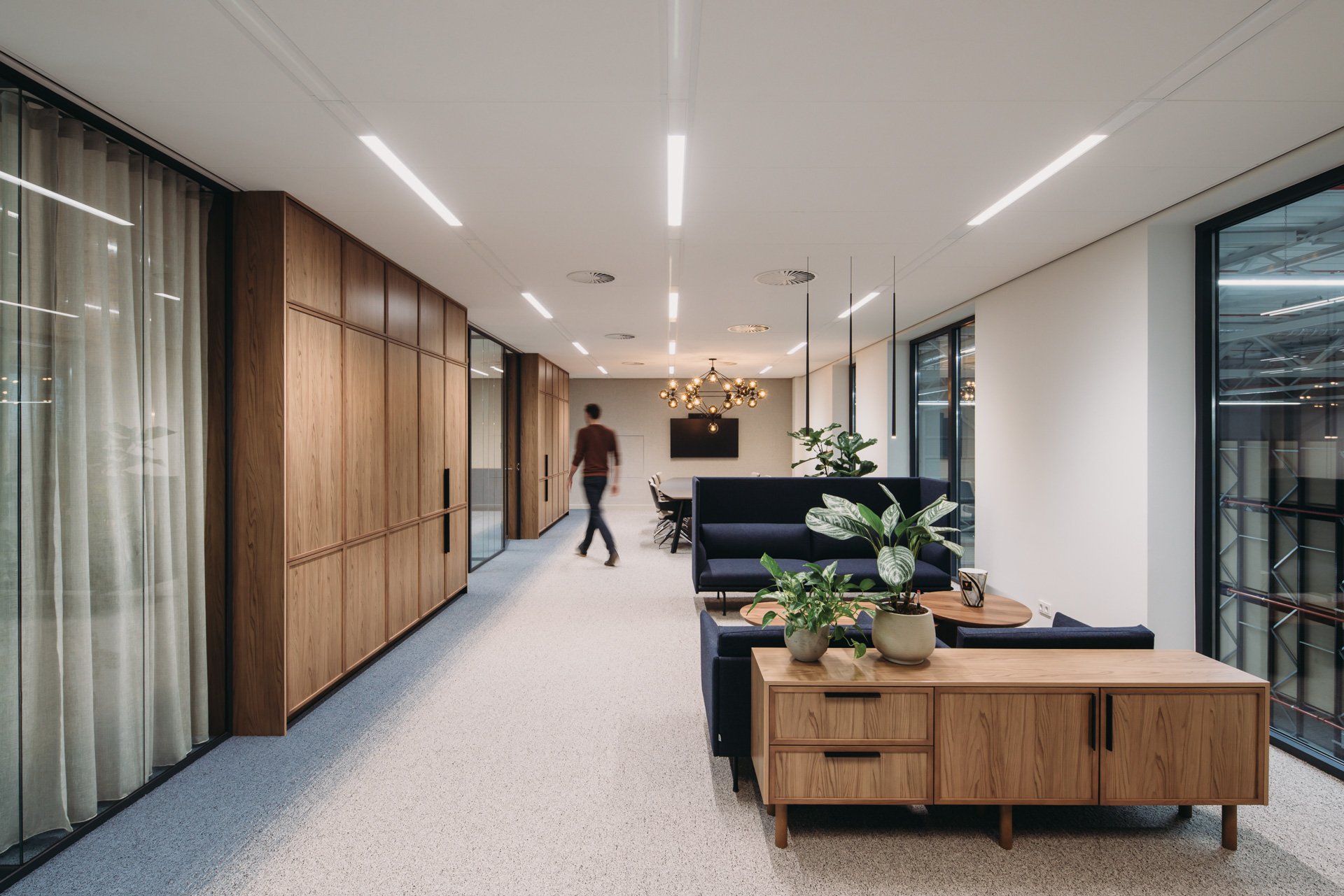 Interior view of VEBE's facility with modern design elements