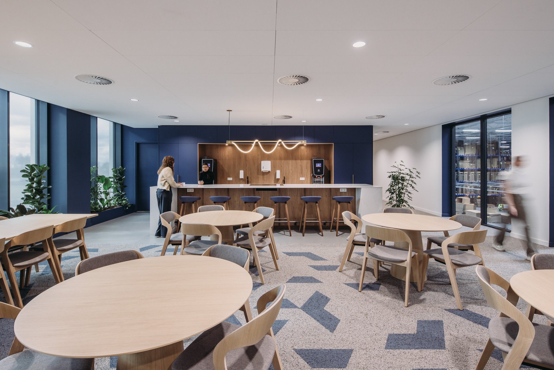 Interior view of VEBE's facility with a focus on collaboration