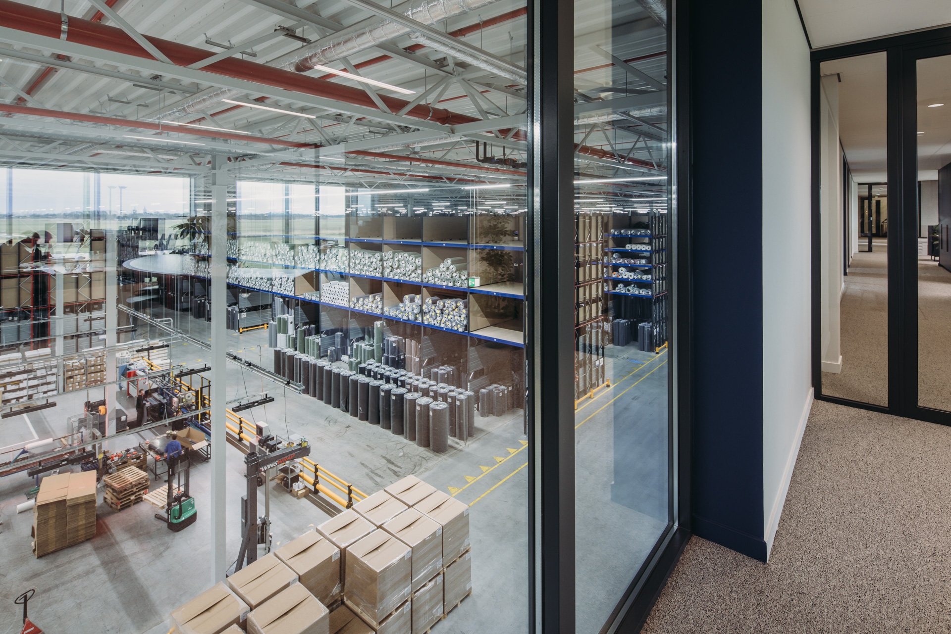 Interior view of VEBE's facility with a focus on collaboration