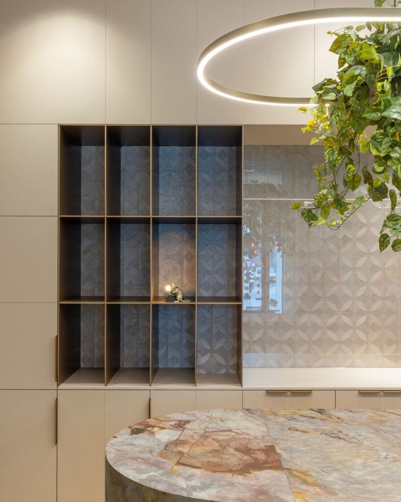 Custom oak stud wall and glass system walls