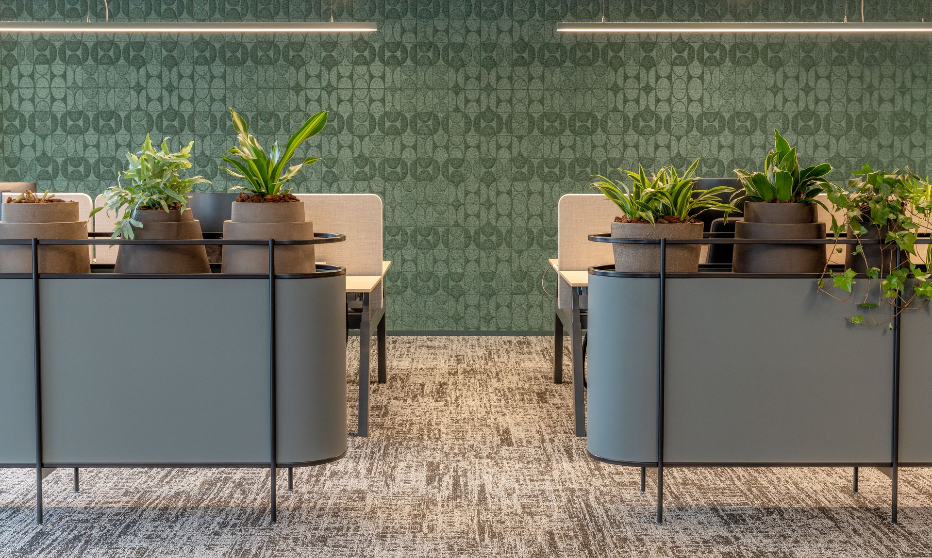 Office interior with a blend of vintage and modern elements