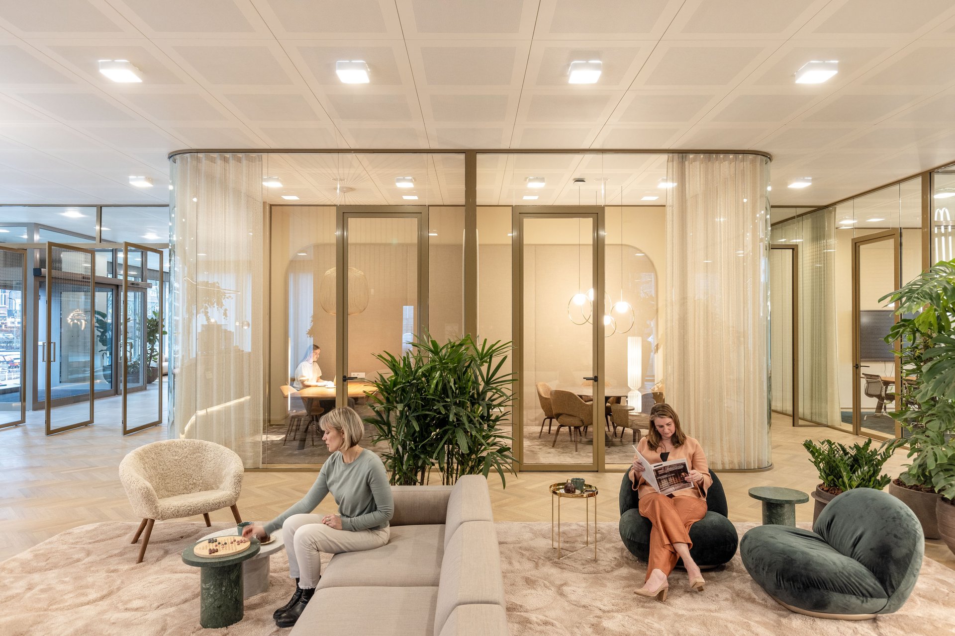 Office interior with custom furniture