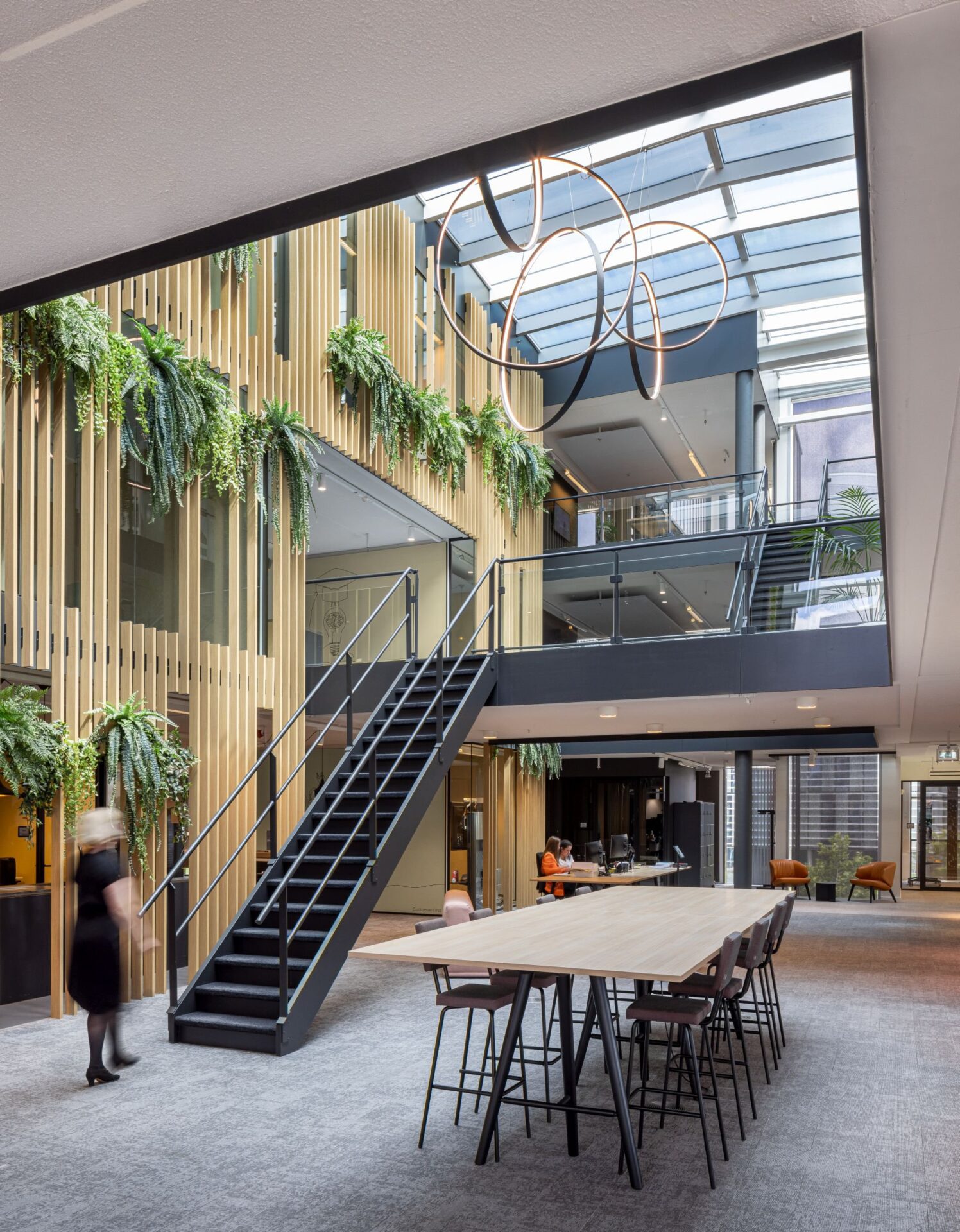 Interior with wooden and green elements