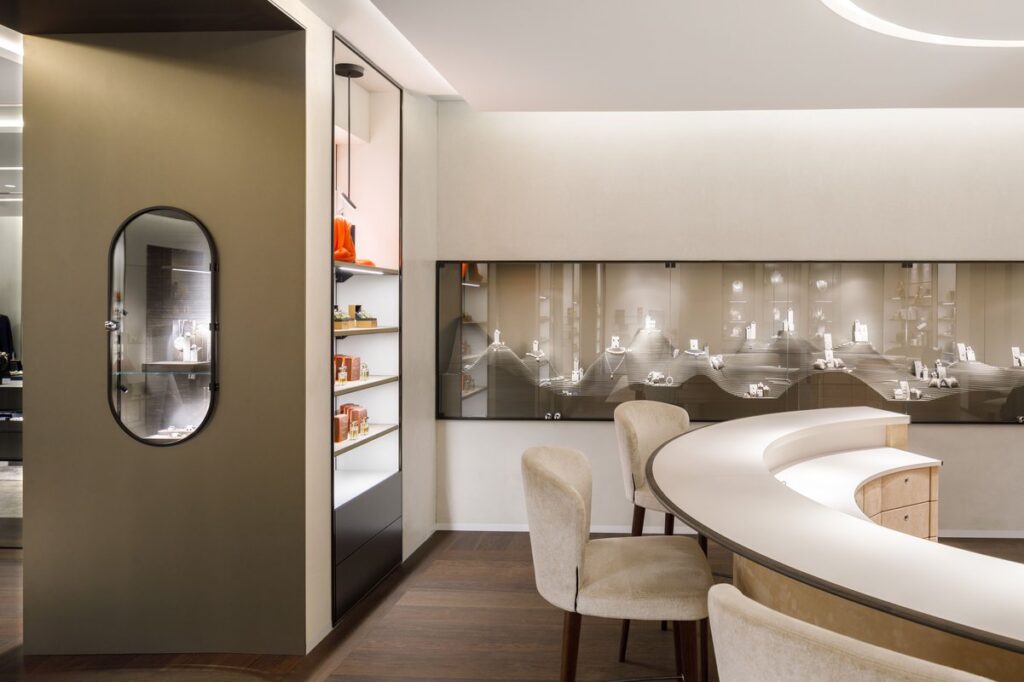 Jewel rock display in boutique