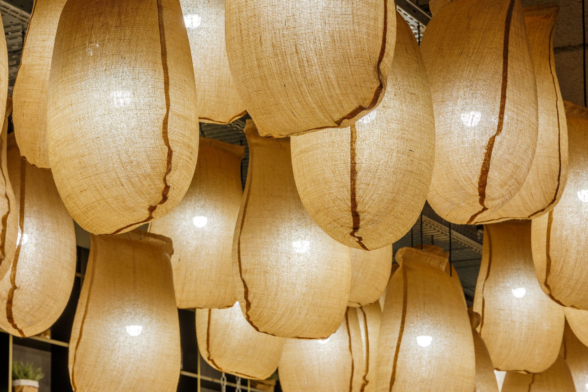 A cloud of lamps, made of the most elementary materials, give meaning to the space