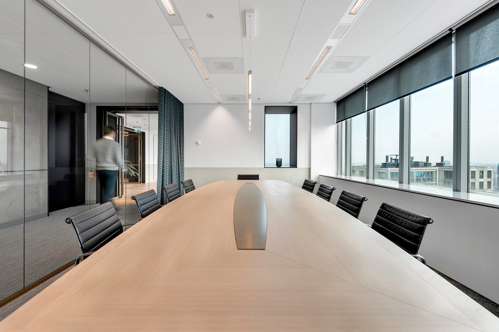 Office corridor with modern lighting