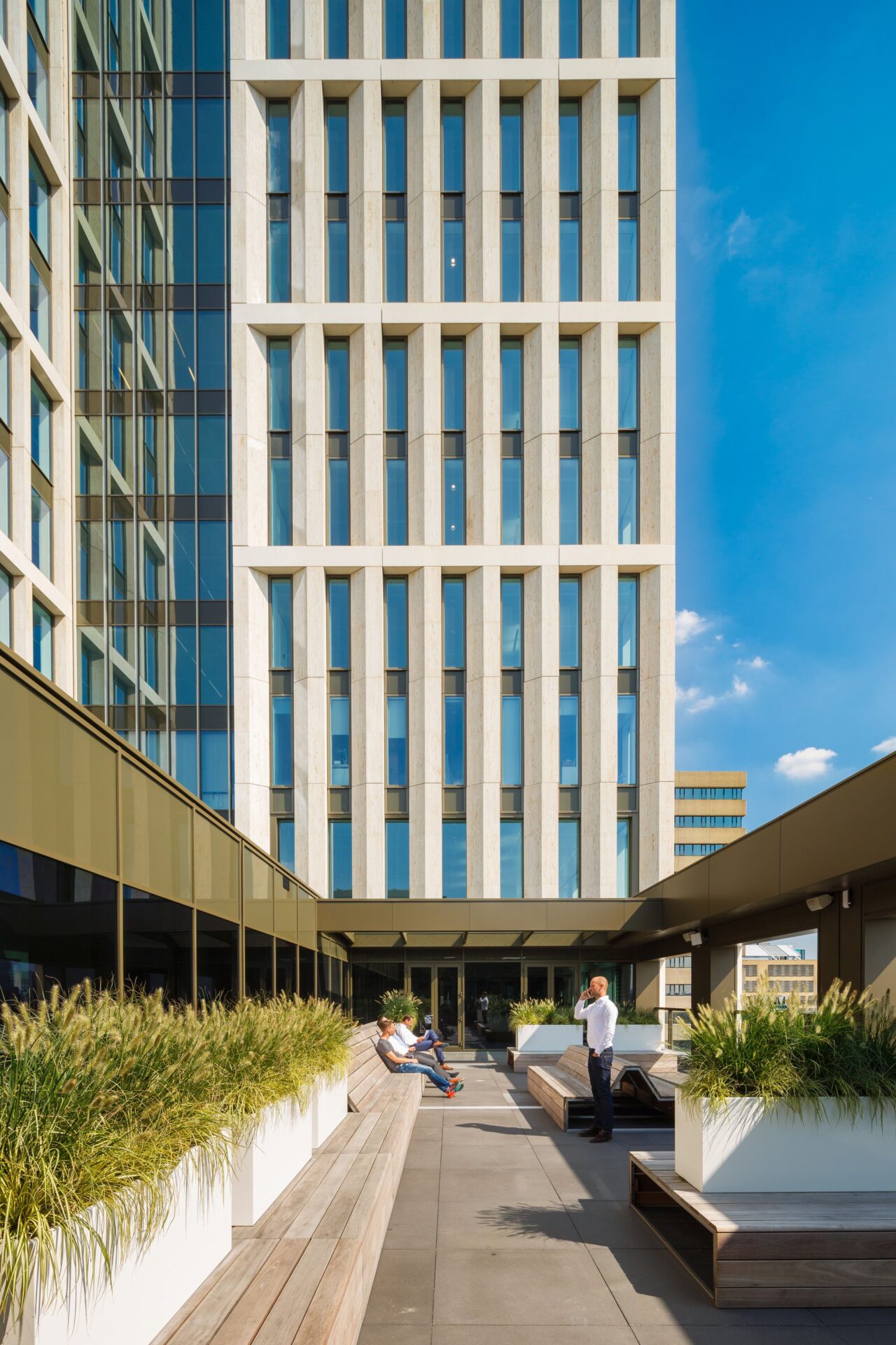Robeco office interior with a bar and roof terrace