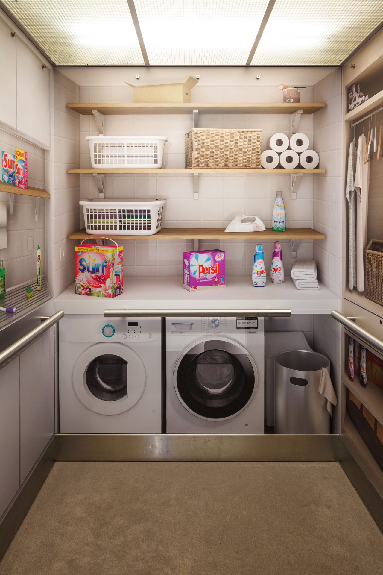 Elevator interiors showcasing Unilever products