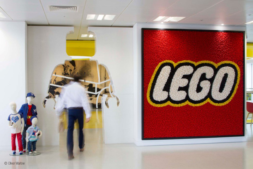 LEGO UK headquarters bright yellow connections