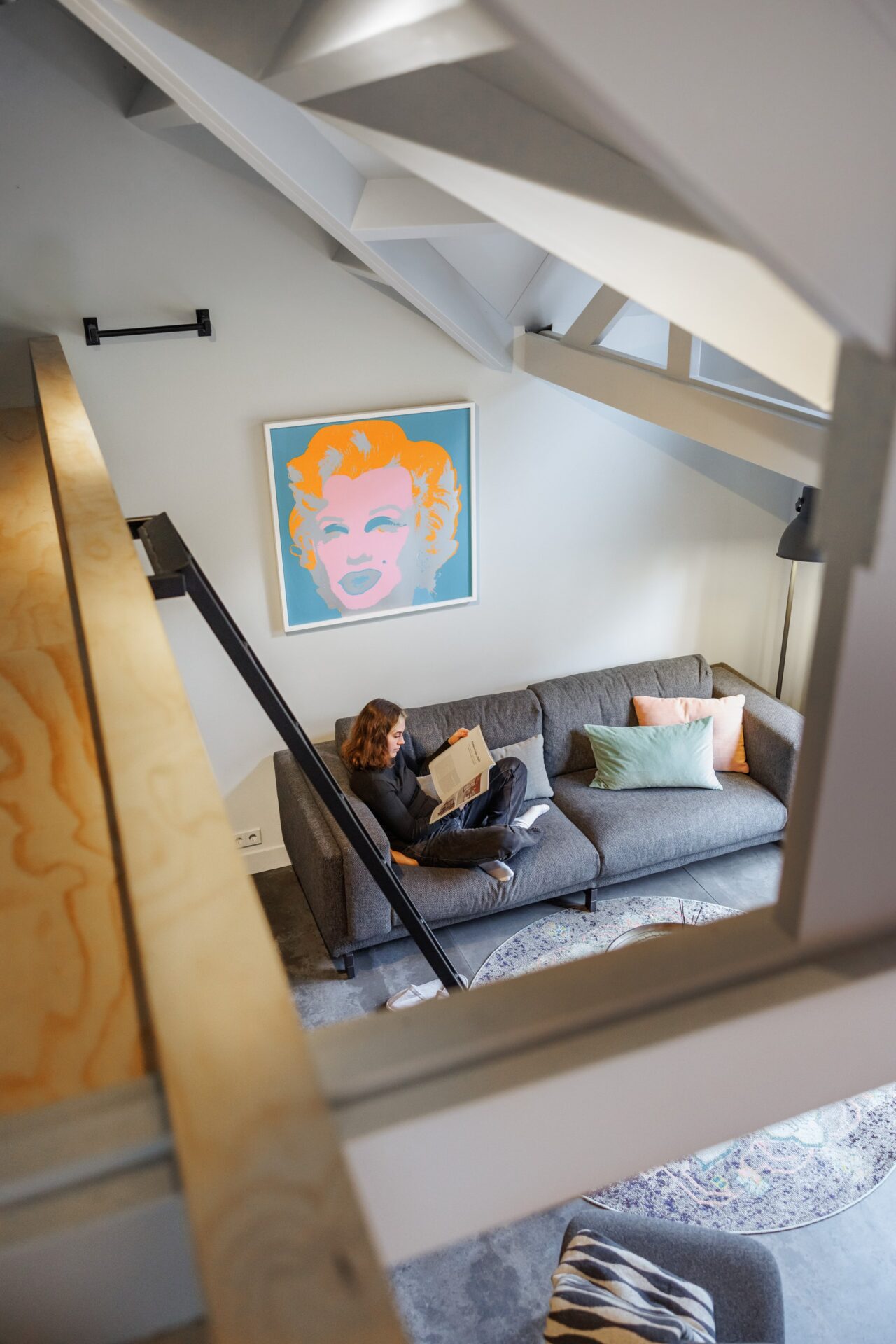 A not so tiny 'Tiny House' with pitched roof and exposed structure