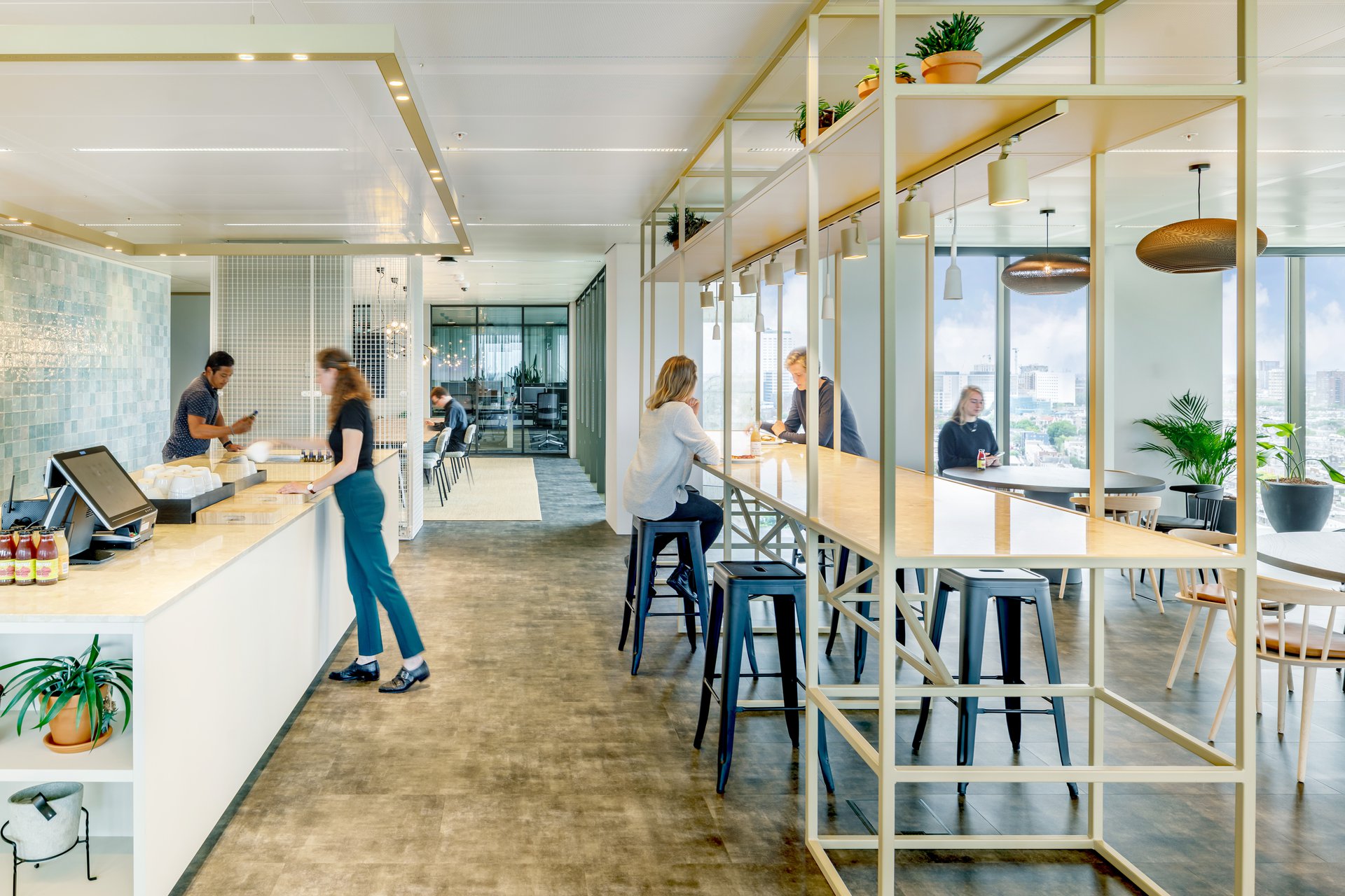 Interior view of Rabobank with modern furniture