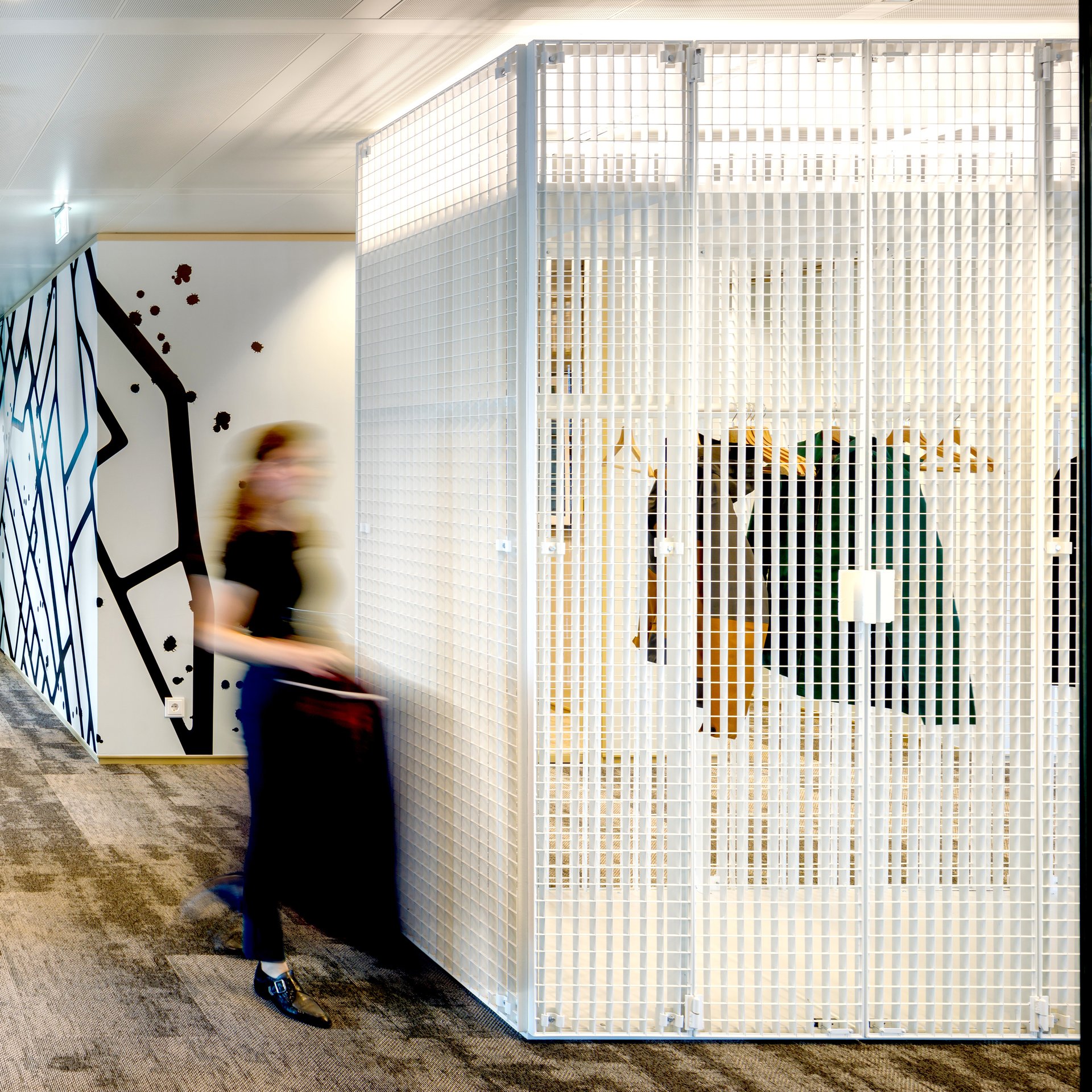 Interior view of Rabobank with artistic elements